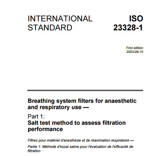 Standard-ISO 23328 Breathing System Filters for Anaesthetic and Respiratory Use